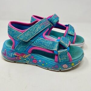 Sketchers Light-up Mermaid Kids Sandals - Blue and Pink Size 12